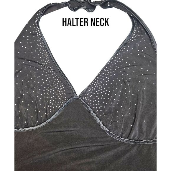 TORRID BLACK  Halter Neck  ASYMMETRICAL dress with embellished silver Studs 16 - Picture 4 of 16